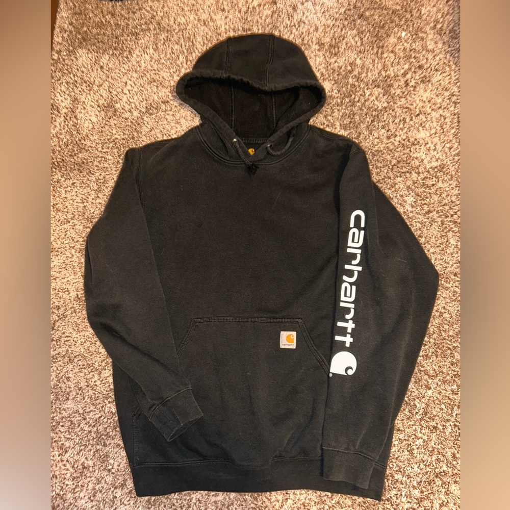 Carhartt Men's Hoodie with Logo Sleeve in Black